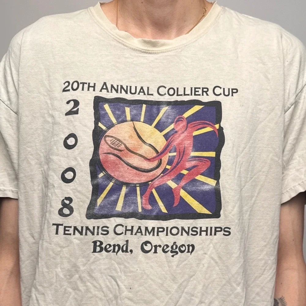 Vtg Hanes 2008 Collier Cup Tennis Championships Bend Oregon T-Shirt XL Cream - Picture 5 of 10